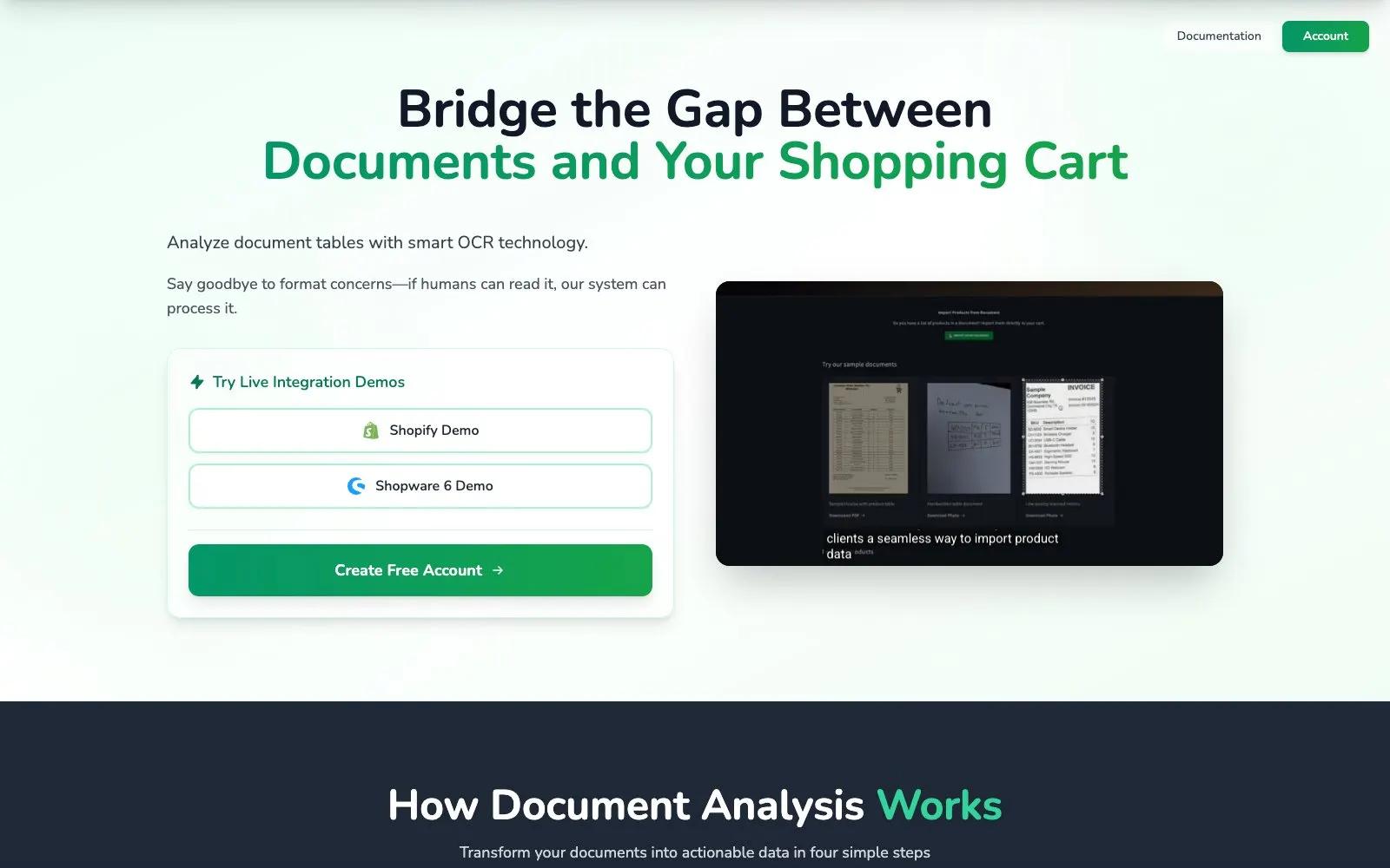 Doc2cart wizard mapping columns of a scanned order list